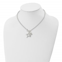 Sterling Silver Polished Fancy Stars Toggle Necklace, 16" view 5