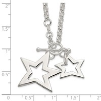 Sterling Silver Polished Fancy Stars Toggle Necklace, 16" view 4