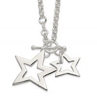 Sterling Silver Polished Fancy Stars Toggle Necklace, 16" view 1