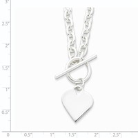 Sterling Silver Polished Engravable 19mm Heart Toggle Necklace - 18in view 3