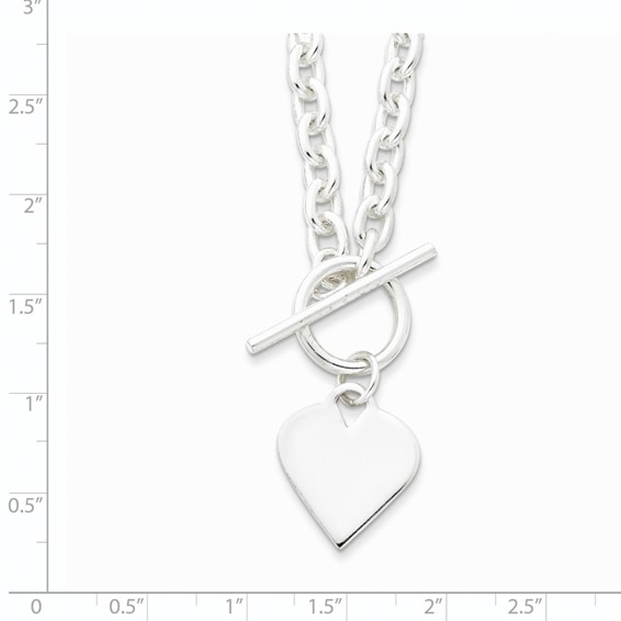 Sterling Silver Engraveable Heart Toggle Necklace