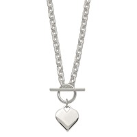 Sterling Silver Polished Engravable 19mm Heart Toggle Necklace - 18in view 2