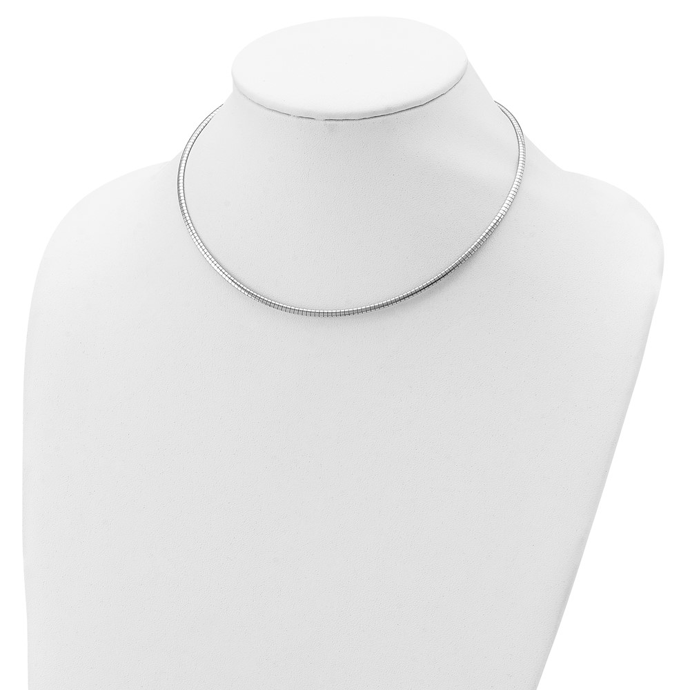 Sterling Silver Rhodium-plated 2mm with 2 inch Extention Cubetto Chain (QG2550R-16)