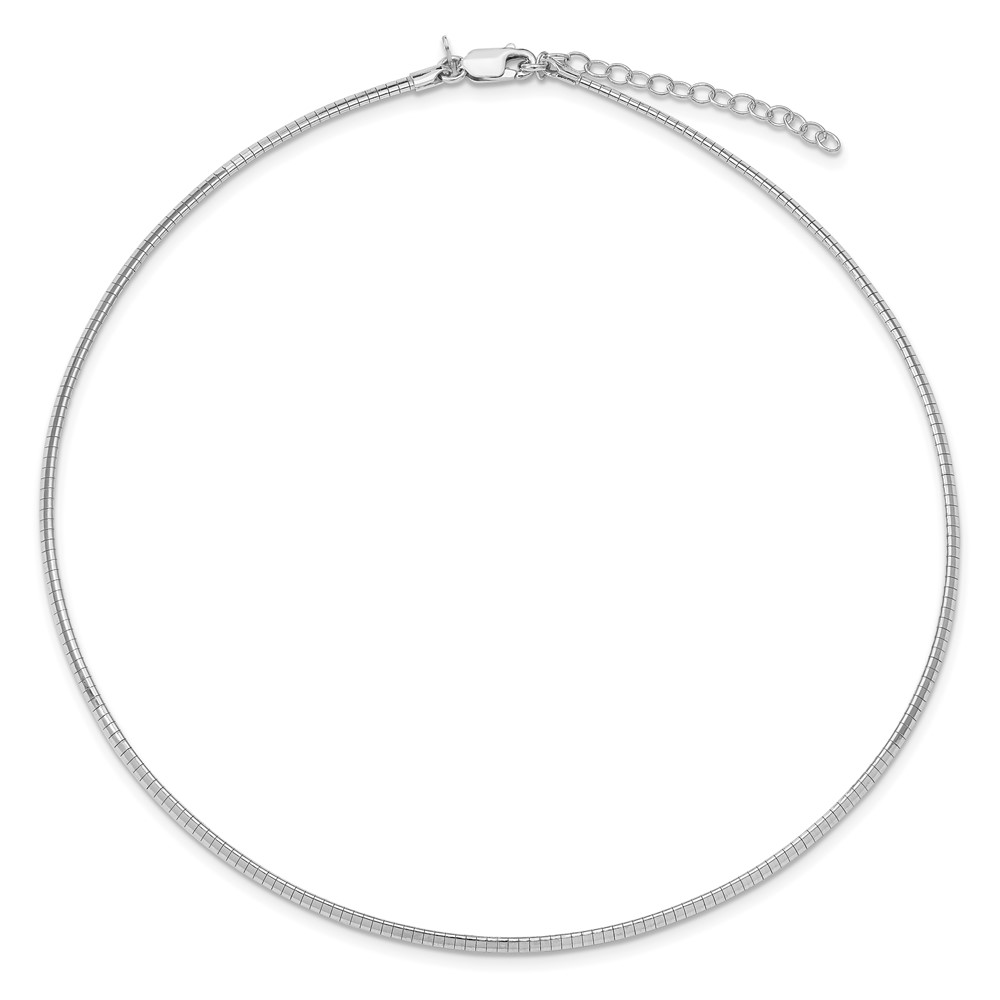 Sterling Silver Rhodium-plated 2mm with 2 inch Extention Cubetto Chain (QG2550R-16)