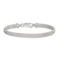 Sterling Silver Polished 5mm Mesh Bracelet, 7" view 3