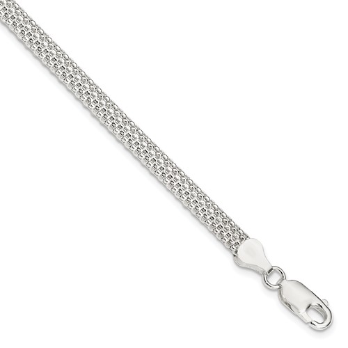 Sterling Silver Polished 5mm Mesh Bracelet, 7"