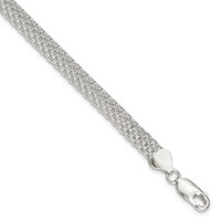 Sterling Silver Polished 6mm Mesh Bracelet, 7" view 1