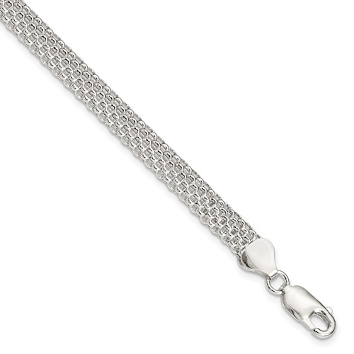 Sterling Silver Polished 6mm Mesh Bracelet, 7"
