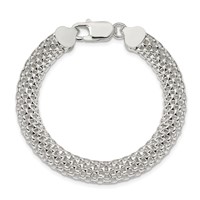 Sterling Silver Polished 8mm Mesh Bracelet, 7" view 3
