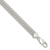 Sterling Silver Polished 8mm Mesh Bracelet, 7" view 1