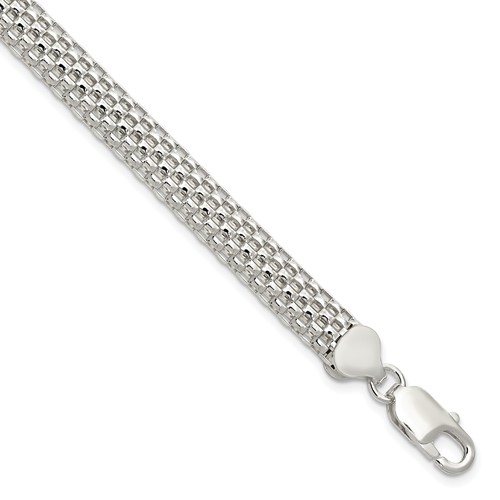 Sterling Silver Polished 8mm Mesh Bracelet, 7"