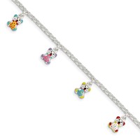 Sterling Silver Multi-color Enameled Bears Bracelet with Ext Children's, 1" view 1