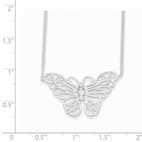 Sterling Silver Polished Butterfly Necklace, 18" view 3