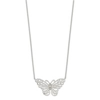 Sterling Silver Polished Butterfly Necklace, 18" view 2