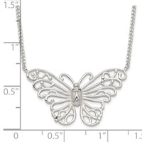 Sterling Silver Polished Butterfly Necklace, 18" view 5