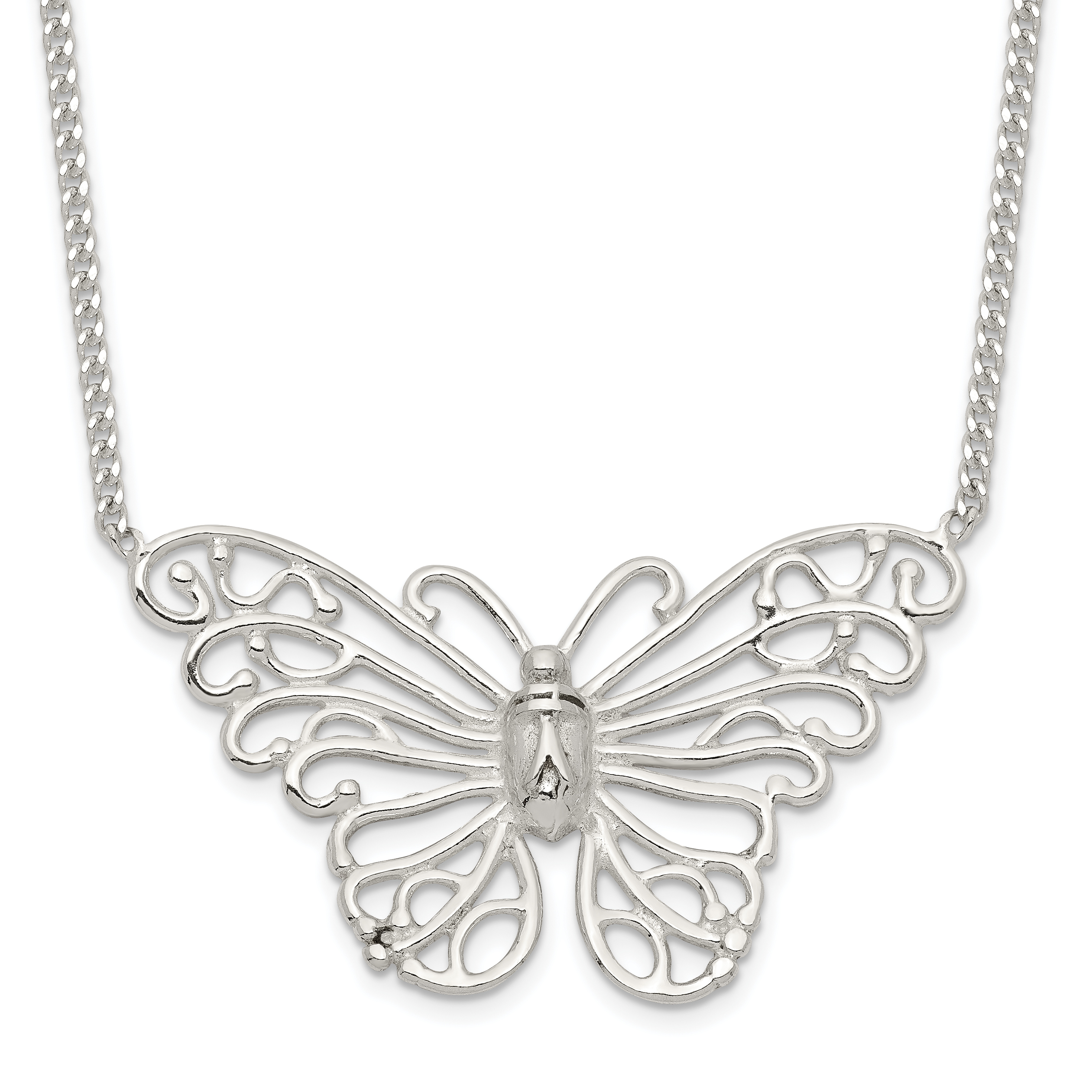 Sterling Silver Butterfly Necklace (QG2586-18)