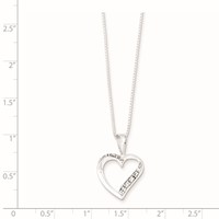 Sterling Silver Polished CZ Heart Necklace, 18" view 3