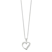 Sterling Silver Polished CZ Heart Necklace, 18" view 2