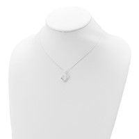 Sterling Silver Polished CZ Heart Necklace, 18" view 4