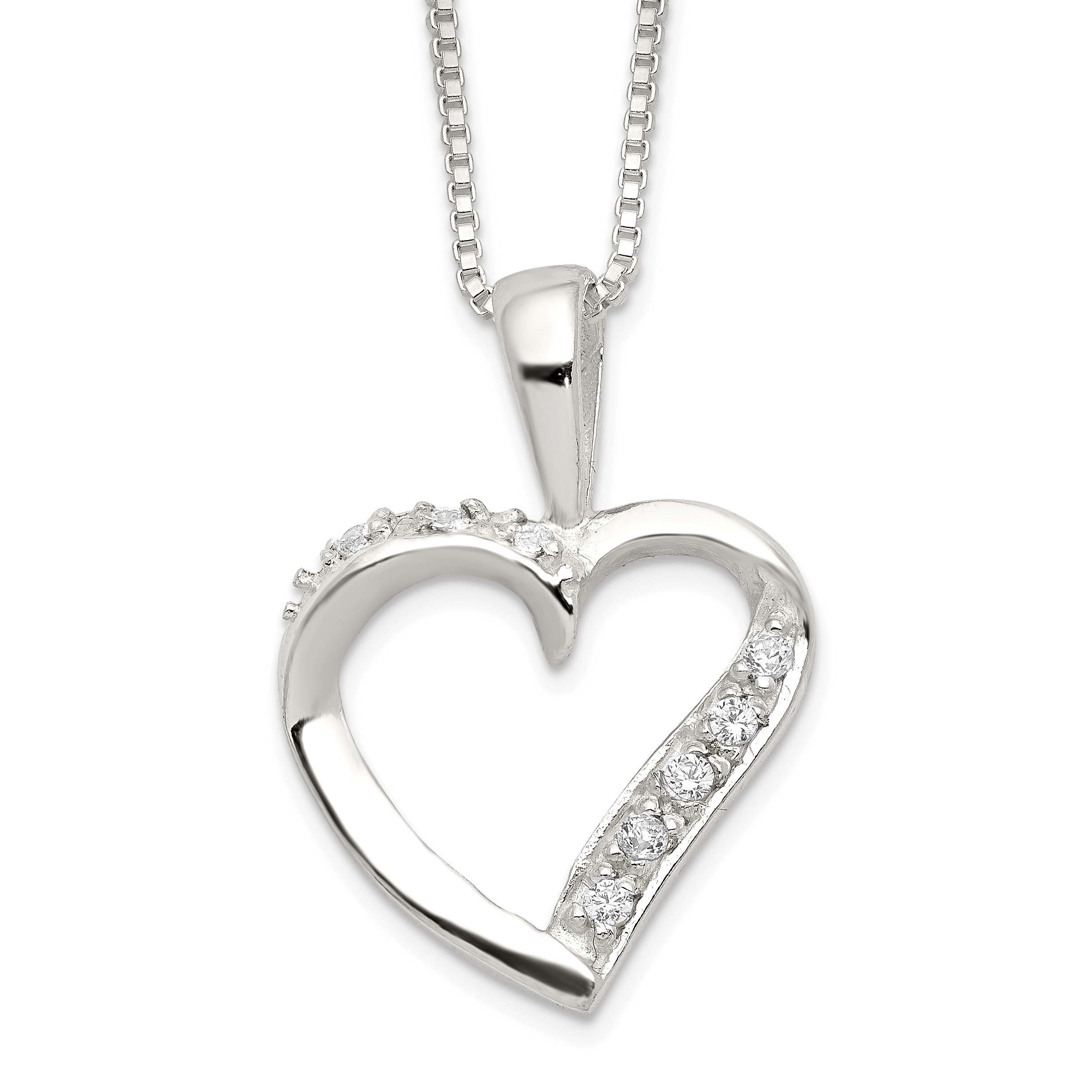 Sterling Silver CZ Heart Necklace QG2587 883957950419 | eBay