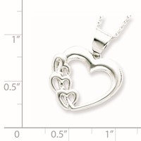 Sterling Silver Rhodium-plated Heart Necklace, 18" view 3