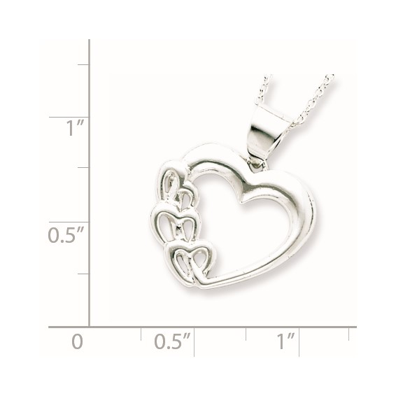 Sterling Silver Rhodium-plated Heart Necklace