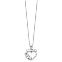Sterling Silver Rhodium-plated Heart Necklace, 18" view 2