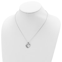 Sterling Silver Rhodium-plated Heart Necklace, 18" view 4
