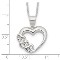 Sterling Silver Rhodium-plated Heart Necklace, 18" view 5
