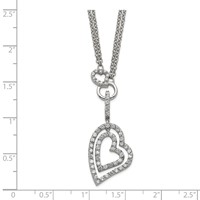 Sterling Silver Double Heart CZ Necklace view 3