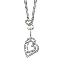 Sterling Silver Double Heart CZ Necklace view 1