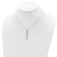 Sterling Silver Polished Multi-chain and Bead Dangle Necklace - 18in view 4