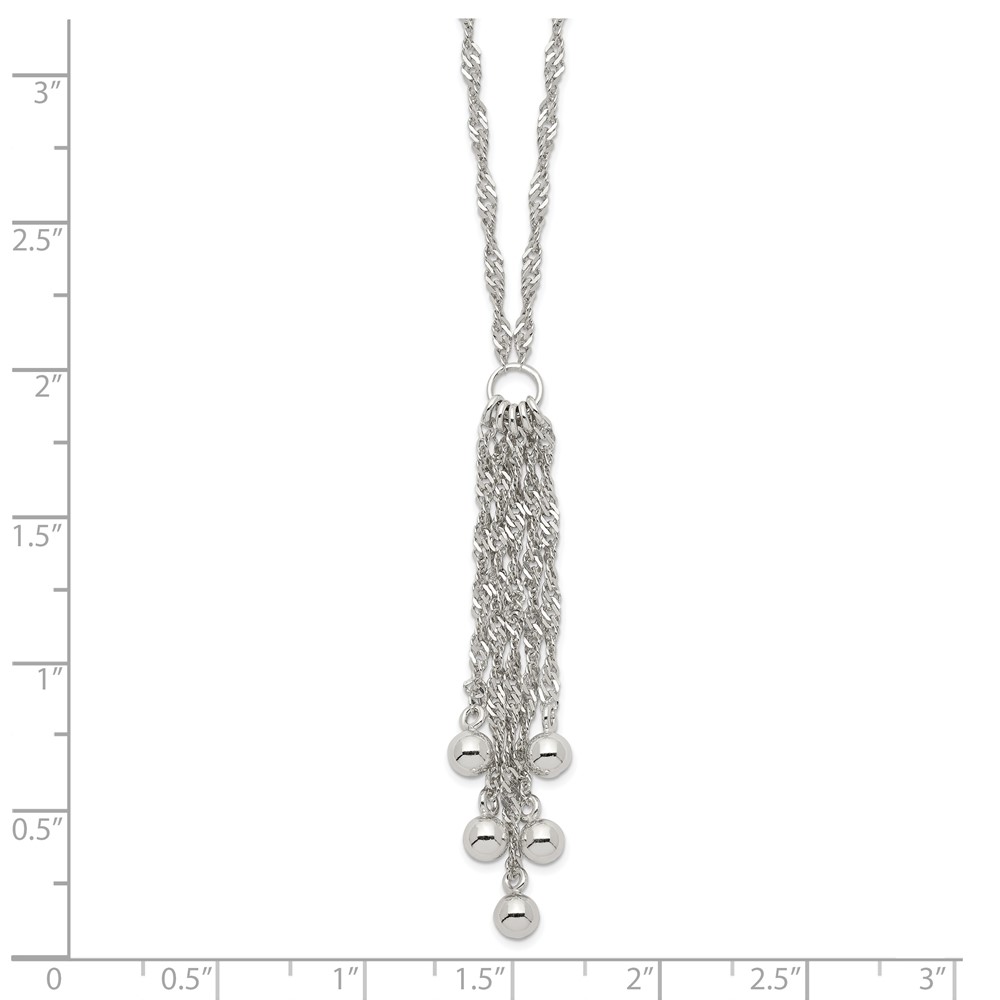 Sterling Silver Dangle Bead Necklace (QG2596-18)
