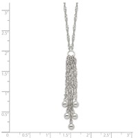 Sterling Silver Polished Multi-chain and Bead Dangle Necklace - 18in view 3