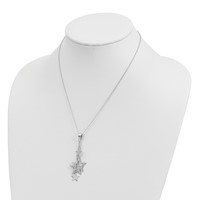 Sterling Silver Rhodium-plated Polished Dangling Stars Necklace, 18" view 4