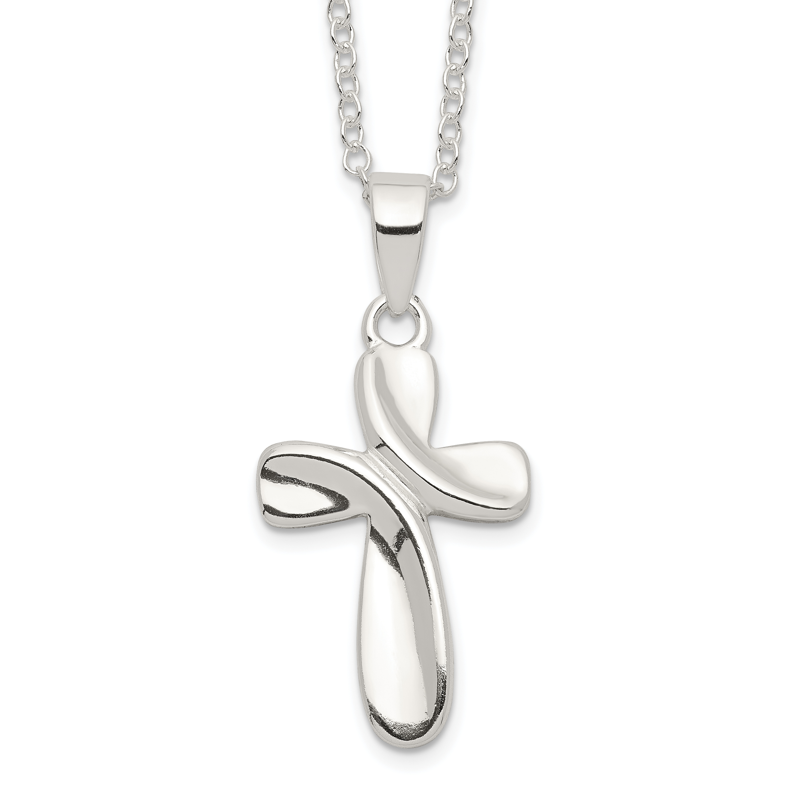 Sterling Silver Rhodium-plated Cross Necklace (QG2621-18)