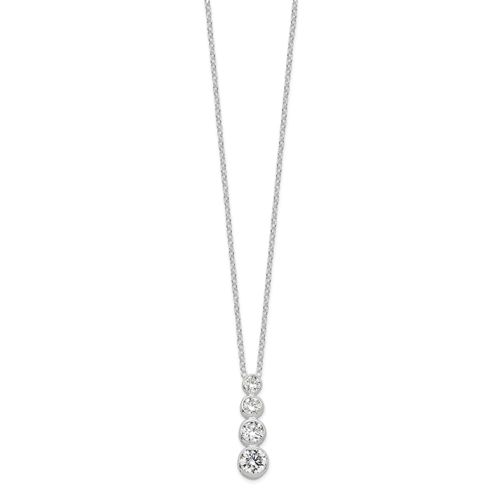 Sterling Silver Rhodium-plated CZ Journey Necklace (QG2638-18)