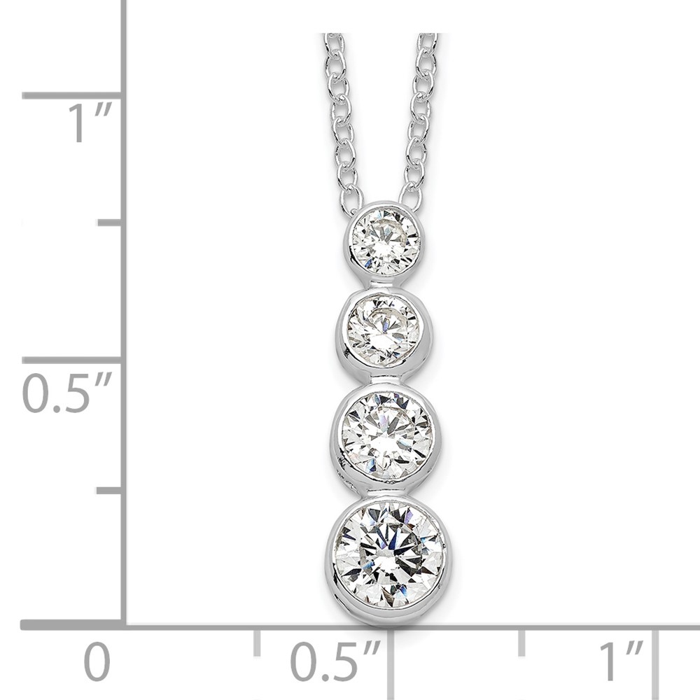 Sterling Silver Rhodium-plated CZ Journey Necklace (QG2638-18)