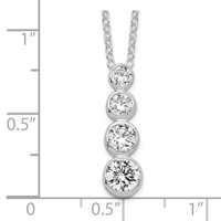 Sterling Silver Rhodium-plated Bezel-set Graduated CZ Journey Necklace, 18" view 3