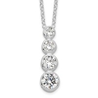 Sterling Silver Rhodium-plated Bezel-set Graduated CZ Journey Necklace, 18" view 1