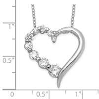 Sterling Silver Rhodium-plated Polished Open Heart CZ Journey Necklace, 18" view 3
