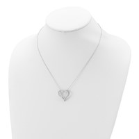 Sterling Silver Rhodium-plated Polished Open Heart CZ Journey Necklace, 18" view 5