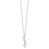 Sterling Silver Curved Graduated CZ Journey Necklace, 18" view 2