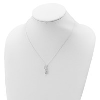 Sterling Silver Curved Graduated CZ Journey Necklace, 18" view 4