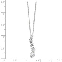 Sterling Silver Curved Graduated CZ Journey Necklace, 18" view 3