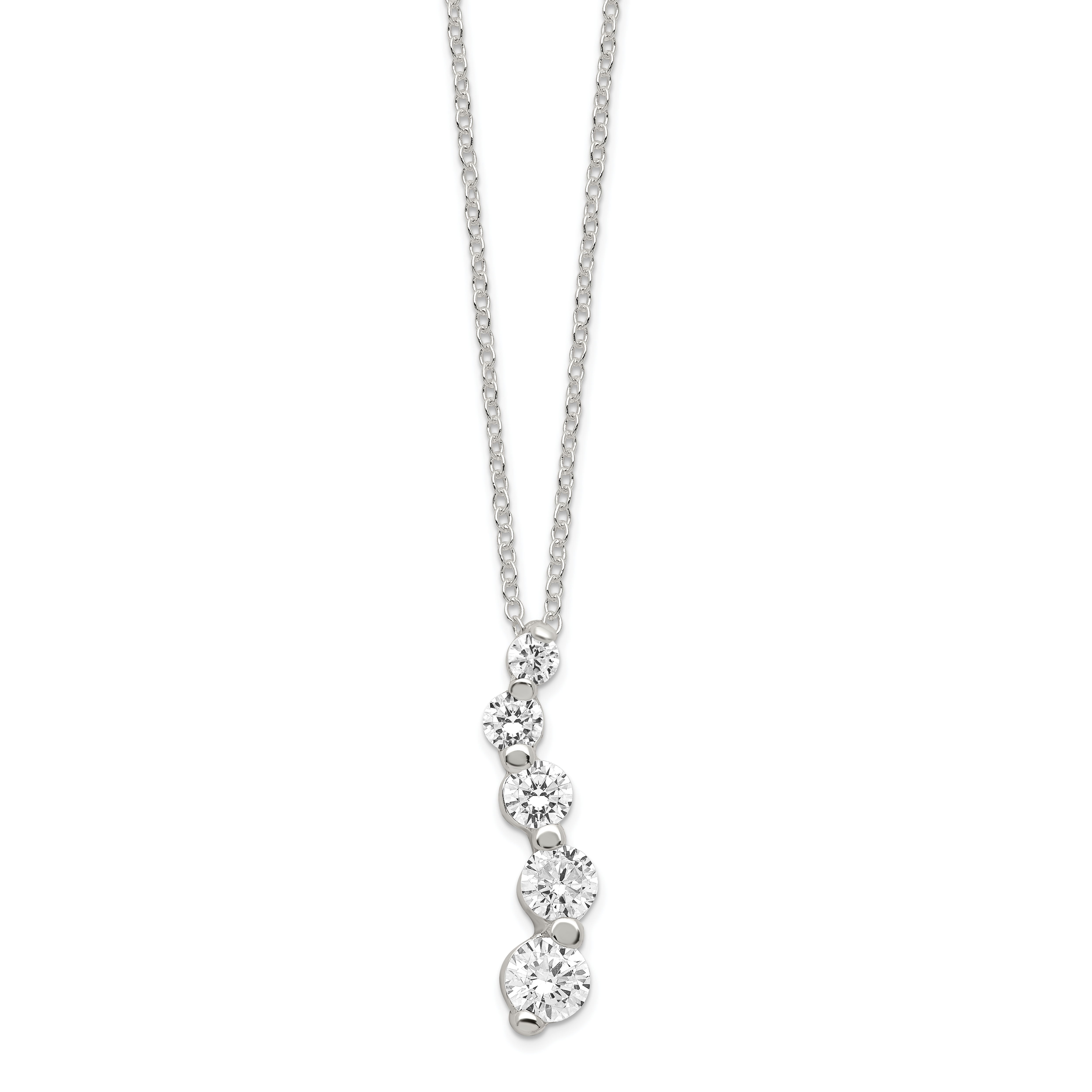 Sterling Silver CZ Journey Necklace (QG2642-18)