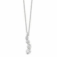 Sterling Silver Curved Graduated CZ Journey Necklace, 18" view 1