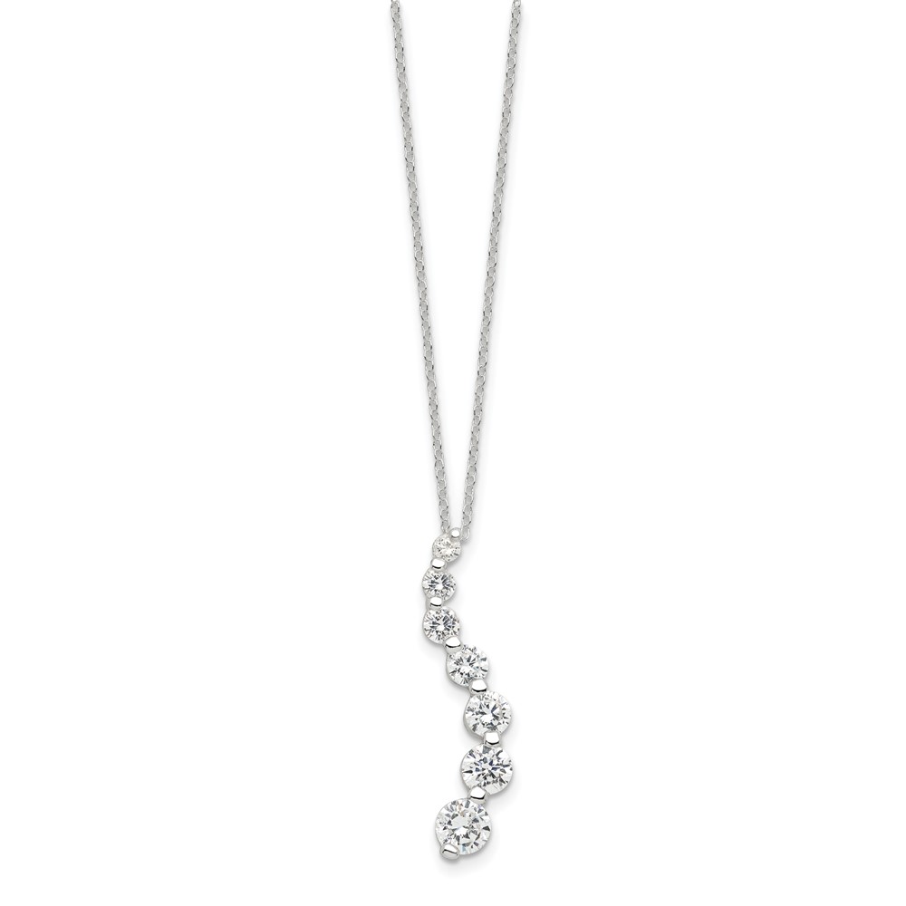Sterling Silver Rhodium-plated CZ Journey Necklace (QG2643-18)