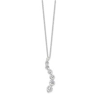 Sterling Silver Rhodium-plated Curved Graduated CZ Journey Necklace, 18" view 2