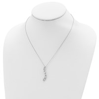 Sterling Silver Rhodium-plated Curved Graduated CZ Journey Necklace, 18" view 4